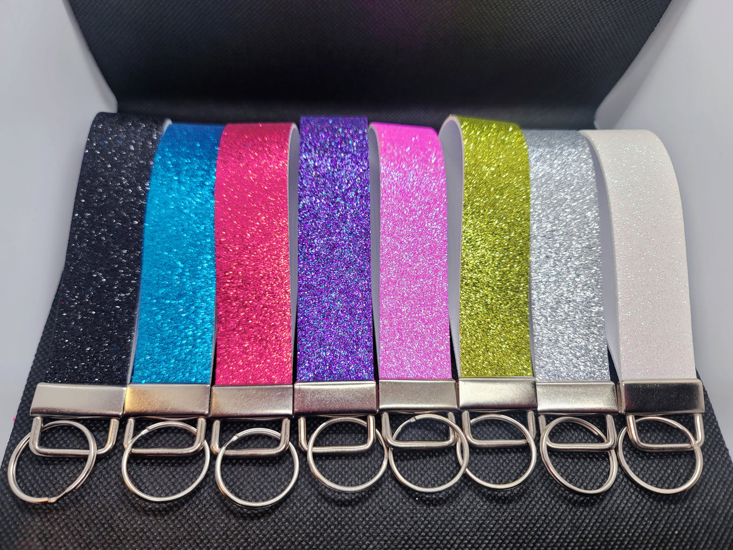 Glitter Leather Wristlet key chain