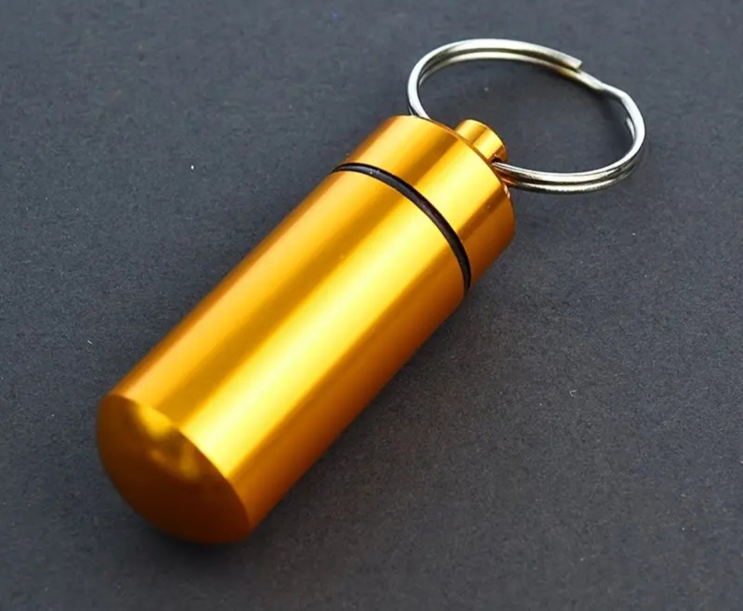 water proof aluminum pill capsule keychain