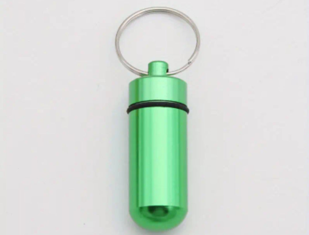 water proof aluminum pill capsule keychain