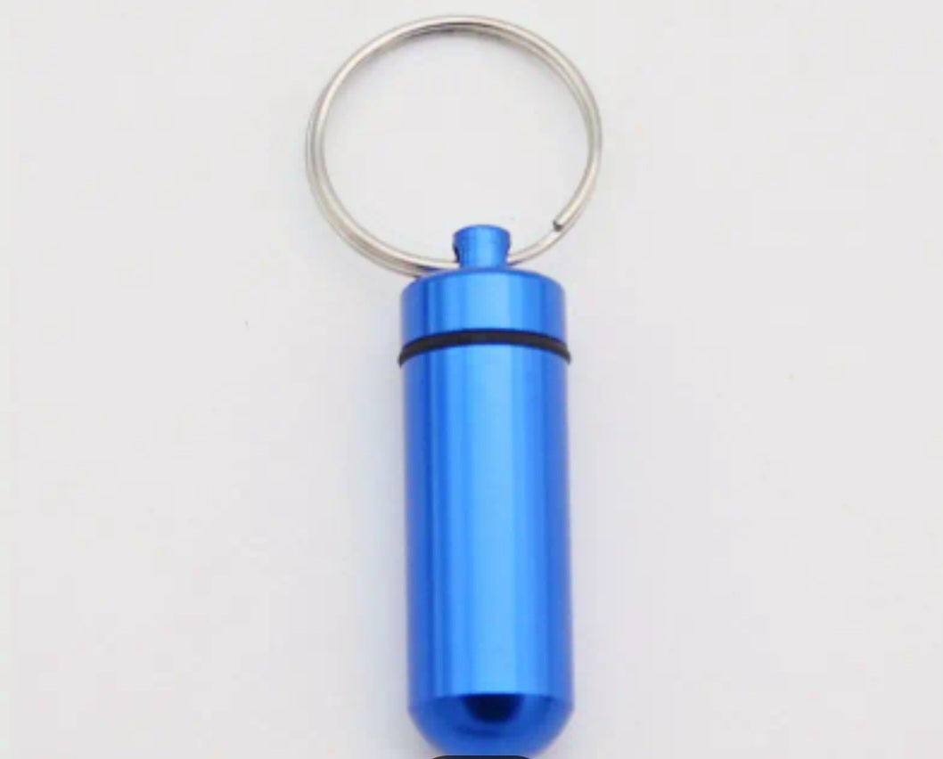 water proof aluminum pill capsule keychain