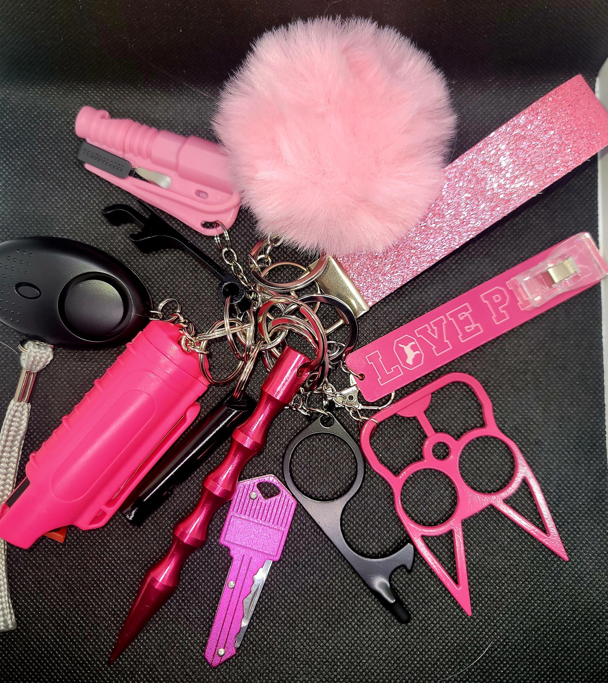 Glitter Pink Keychain Set